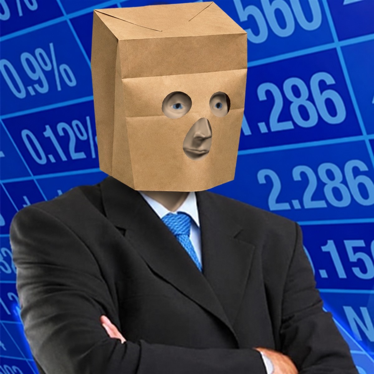 The original Anonymous Stonks paper-bag-headed trader